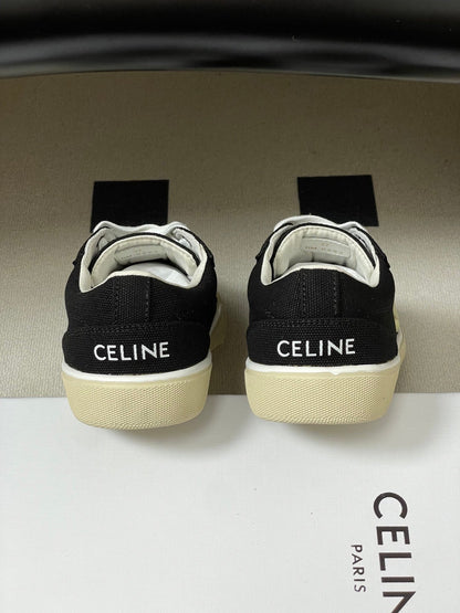 Celine Alan Sneakers Black Ivory Canvas Rubber 701719