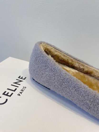 Celine 26s Flat Shoes In Grey And Black Wool