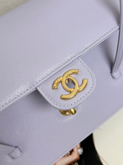 Chanel 2026 Preppy Coco Shoulder Bag Purple Caviar Leather Gold Hardware