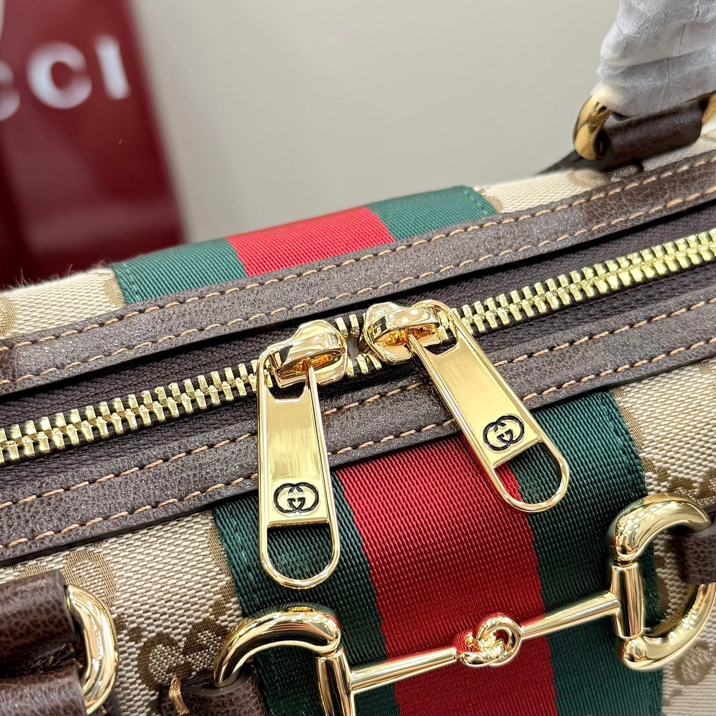 Gucci 2026 Borsetto Boston Bag Beige Brown Canvas Leather