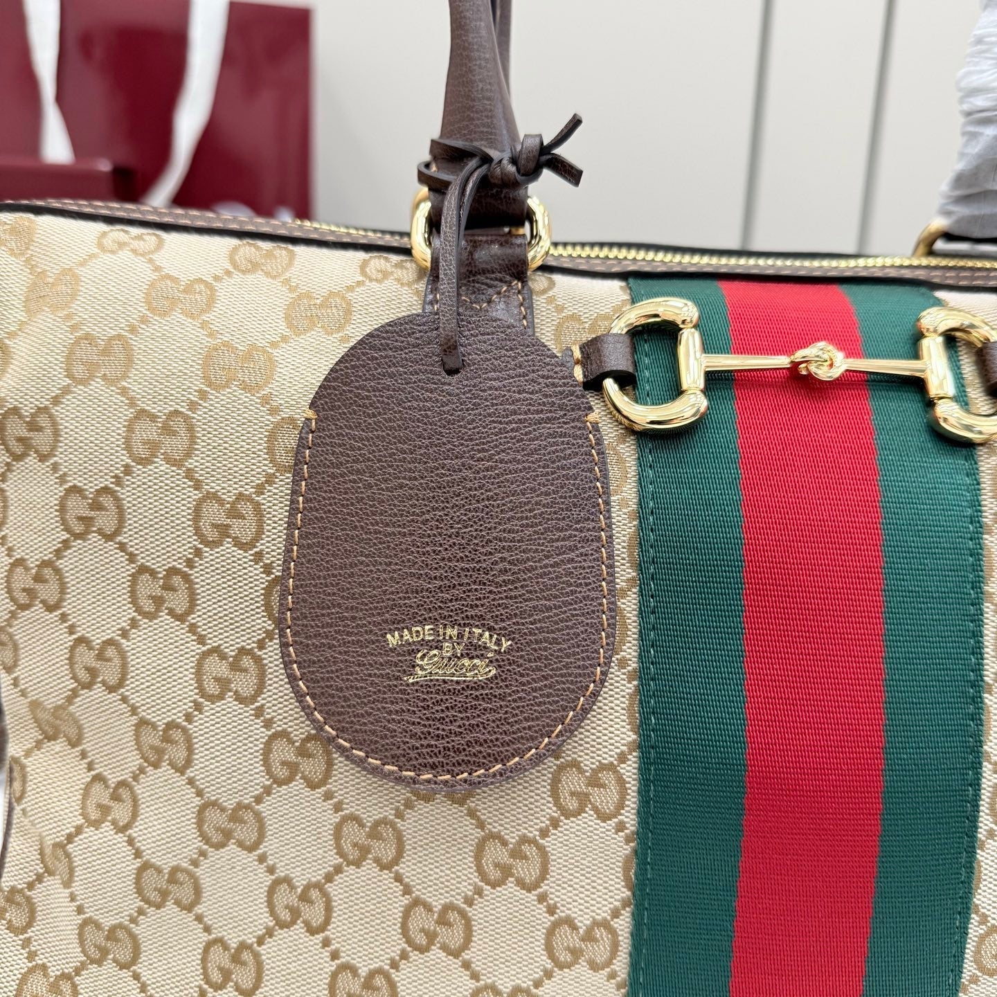 Gucci 2026 Borsetto Boston Bag Beige Brown Canvas Leather