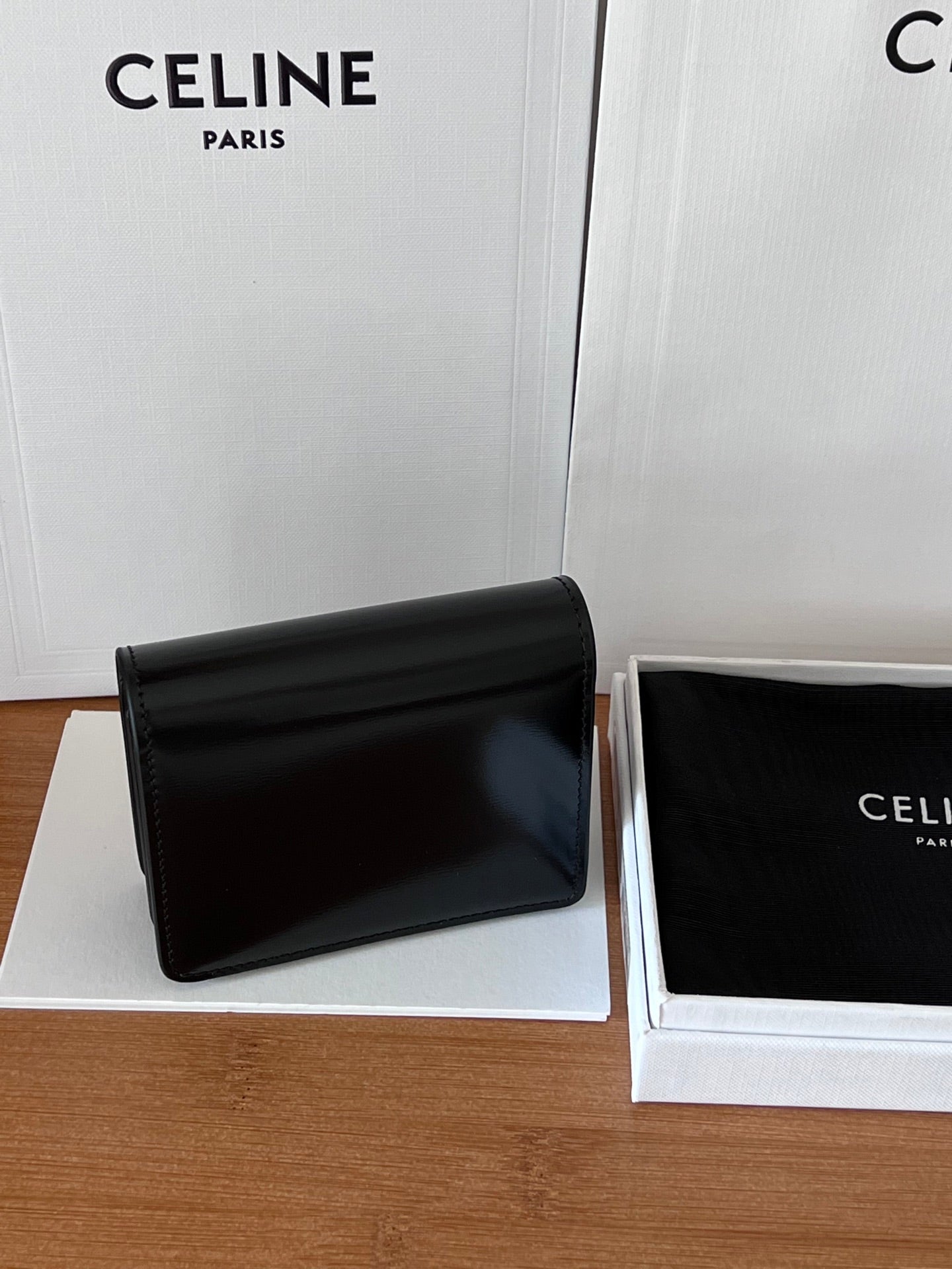 TRIOMPHE Business Card Holder Black Cowhide GHW
