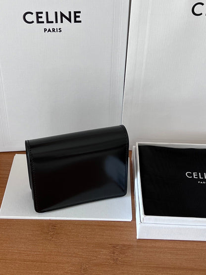 TRIOMPHE Business Card Holder Black Cowhide GHW