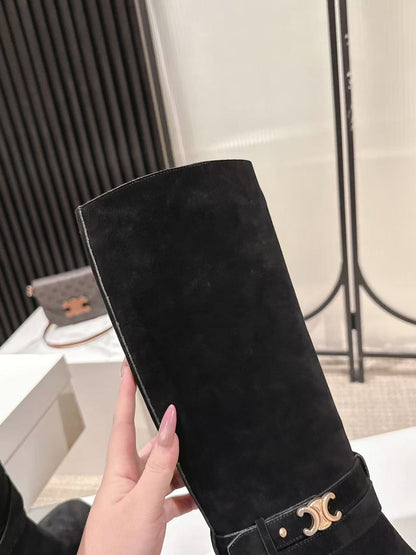 Celine Garance Triomphe High Boot 60mm Black Suede