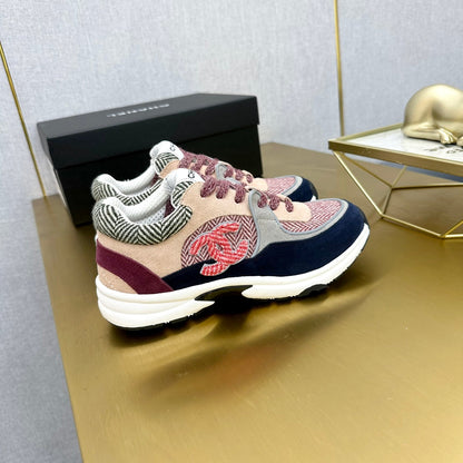 CC 2026 Casual Sneakers Navy Blue Red Suede Canvas 668051