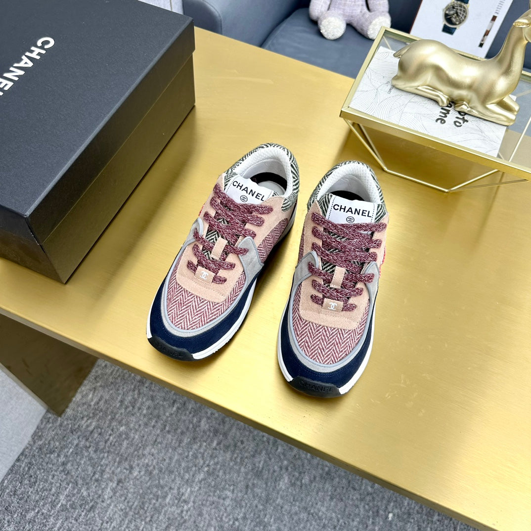 CC 2026 Casual Sneakers Navy Blue Red Suede Canvas 668051