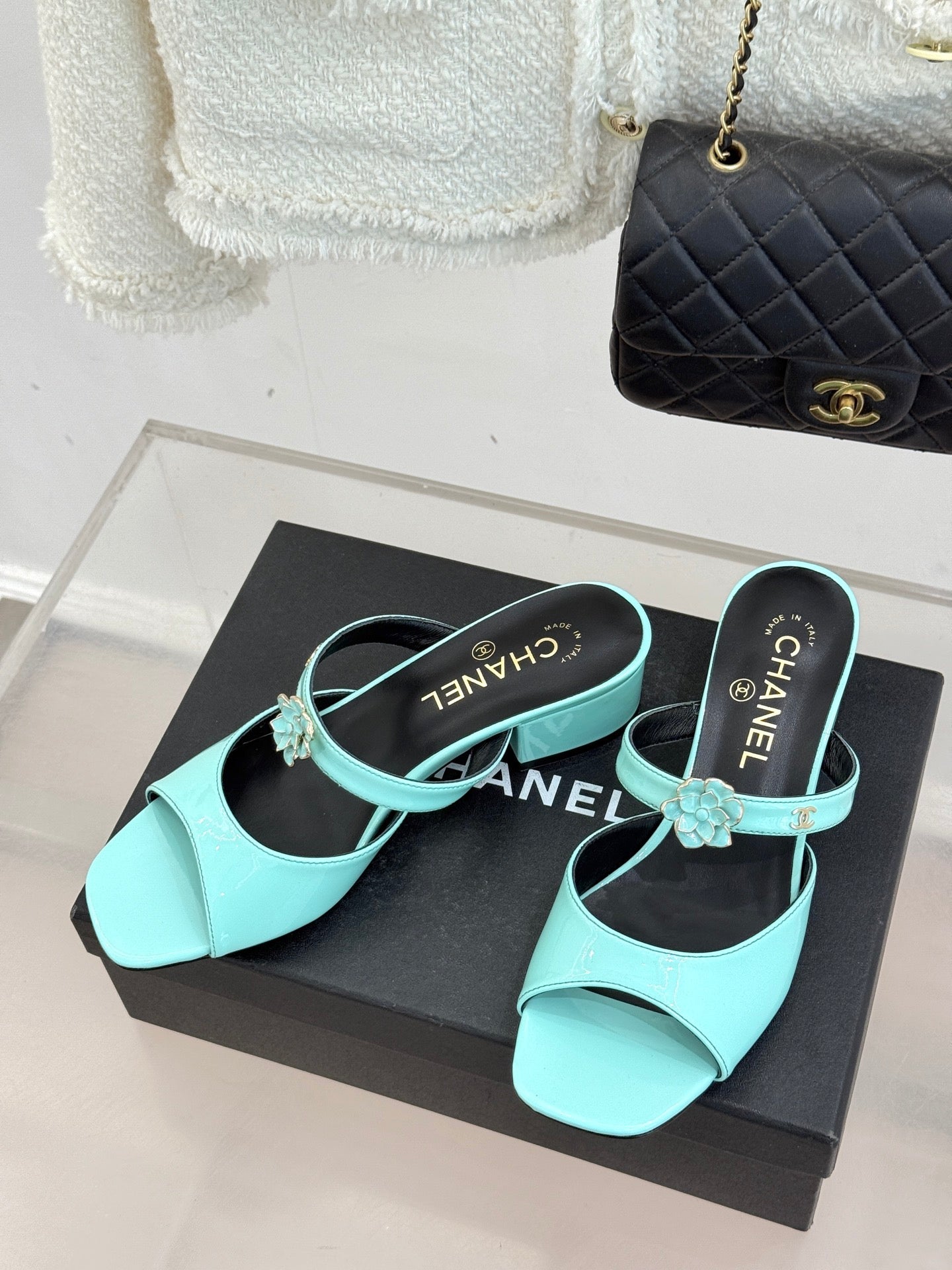 CC 26s High Heeled Sandals 45 Turquoise Patent Leather 643030