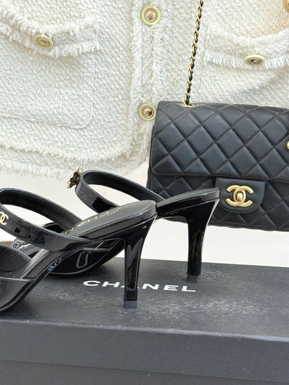 CC 26s High Heeled Sandals Black Patent Leather 643034