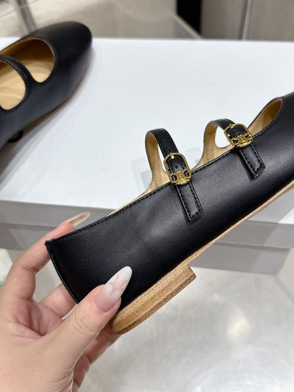Celine 25 Ballet Flat Black Cowhide 554203