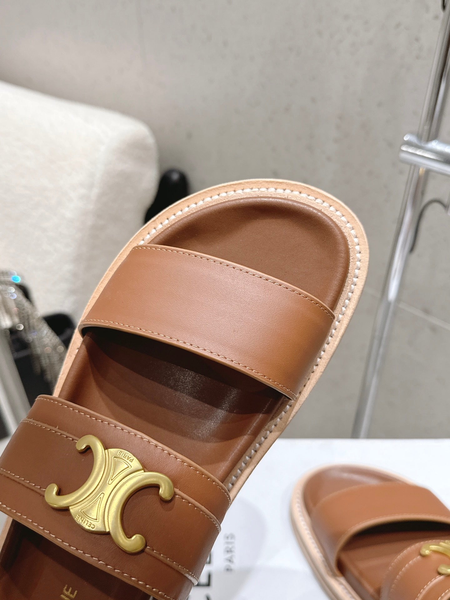 Celine Triomphe Sandals Brown Calfskin 610938