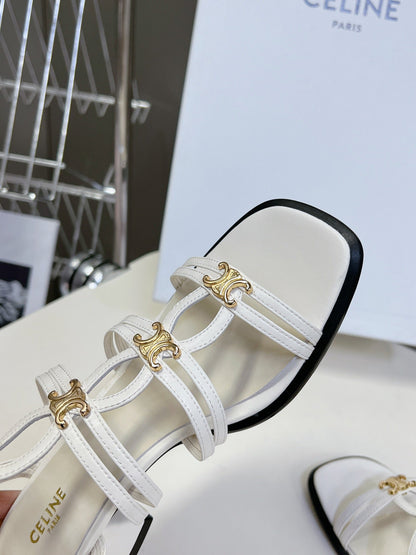 CELINE Sandals Clemence Multi White Leather