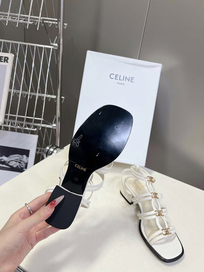 CELINE Sandals Clemence Multi White Leather