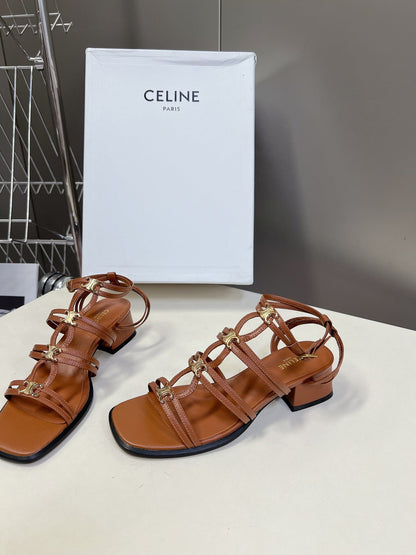 CELINE Sandals Clemence Multi Brown Leather