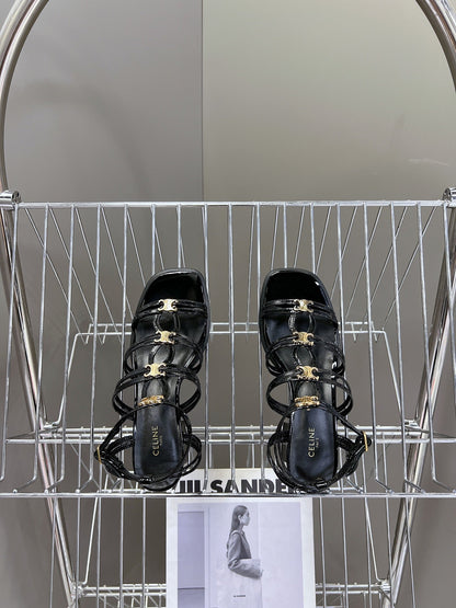 CELINE Sandals Clemence Multi Black Leather