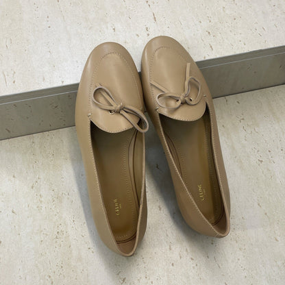 Celine 26s Ballet Flats In Dark Beige Lambskin With Bow
