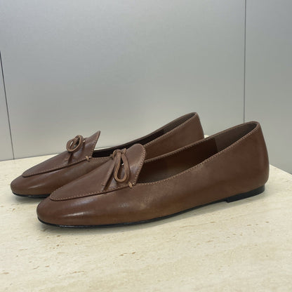 Celine 26s Ballet Flats In Dark Brown Lambskin With Bow