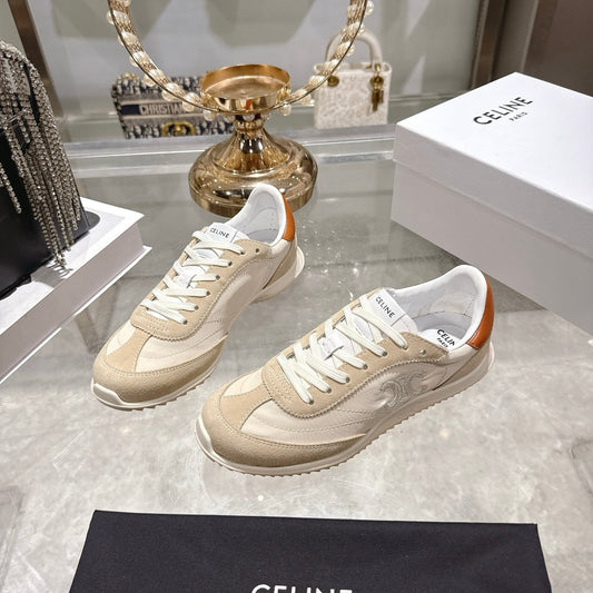 Celine Racer Sneaker Beige Suede Fabric 679818