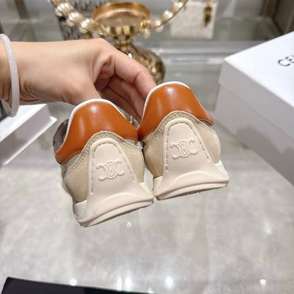 Celine Racer Sneaker Beige Suede Fabric 679818