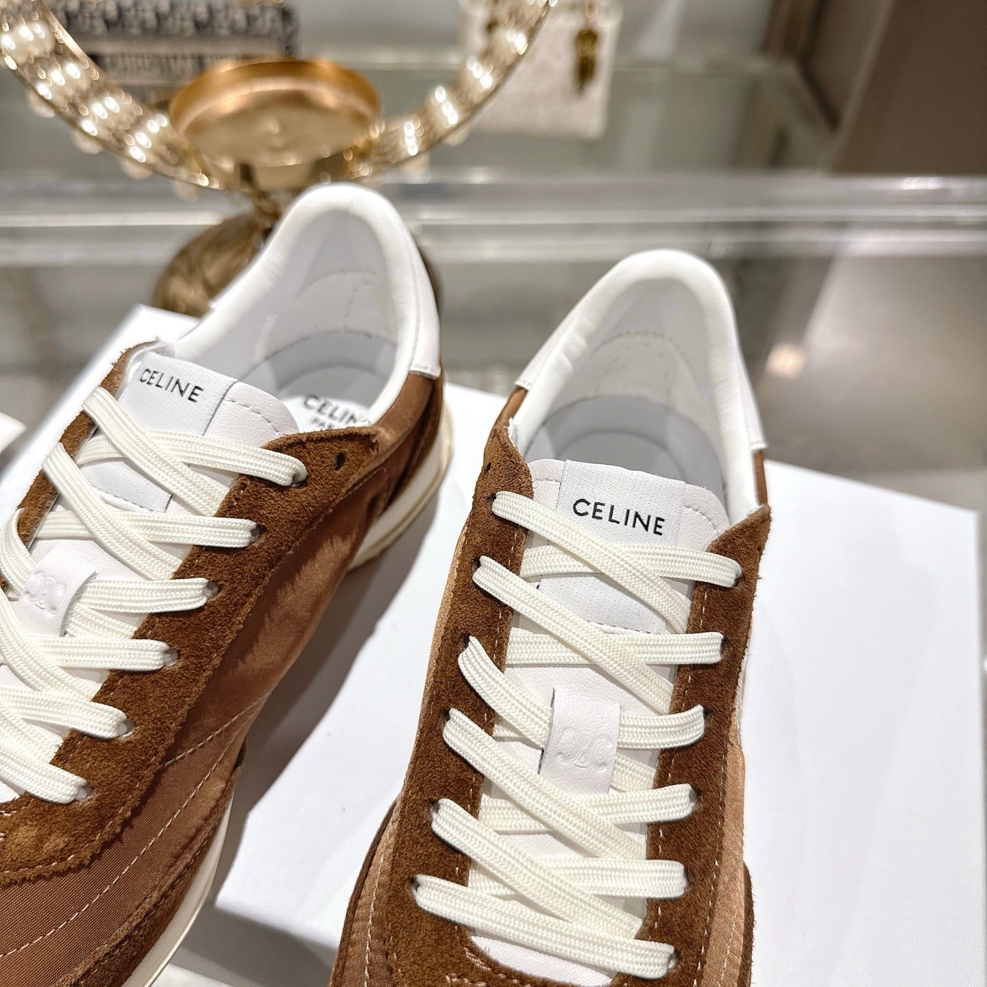 Celine Racer Sneaker Brown Suede Fabric 679819