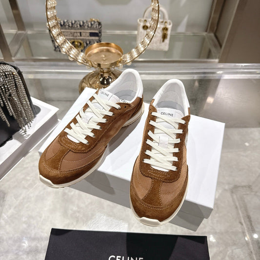 Celine Racer Sneaker Brown Suede Fabric 679819