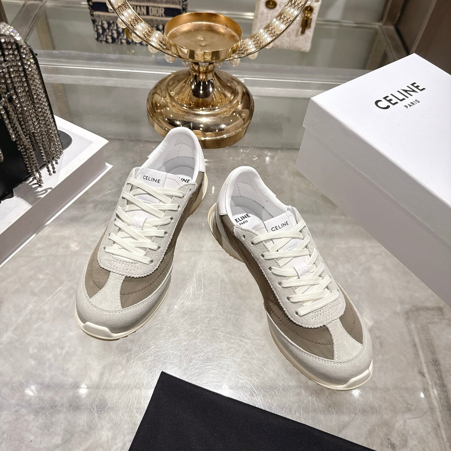 Celine Racer Sneaker Grey Suede Lace 679824