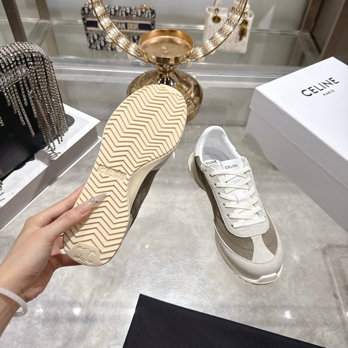 Celine Racer Sneaker Grey Suede Lace 679824