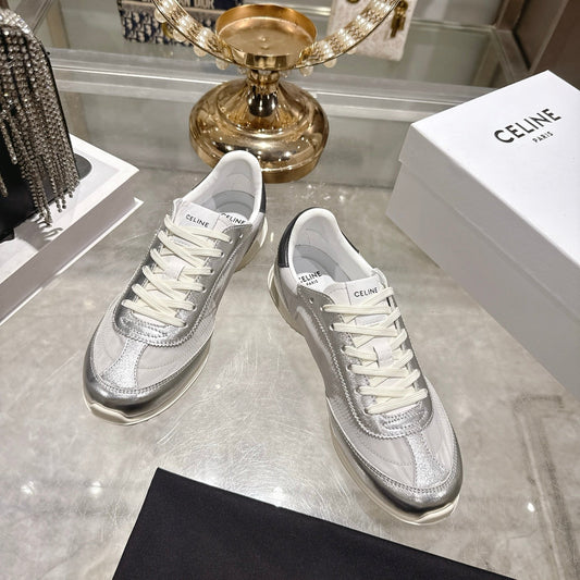 Celine Racer Sneaker Sliver Lambskin Lace 679825