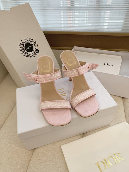 CD 26s High Heel Sandal 100 Pink Canvas Sheepskin  664178