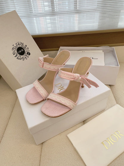 CD 26s High Heel Sandal 100 Pink Canvas Sheepskin  664178