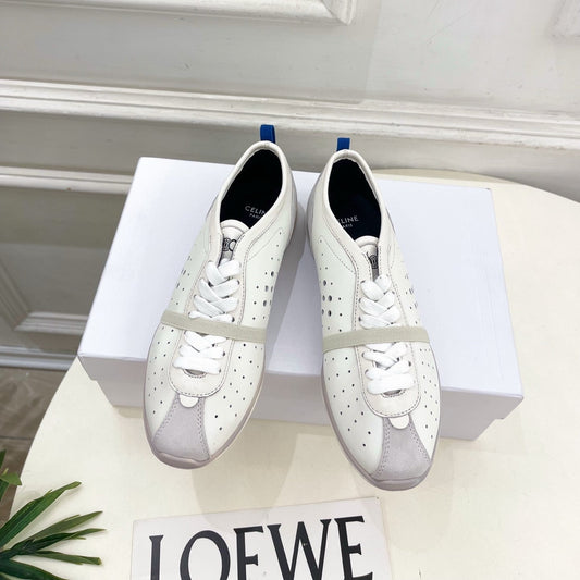 Celine 26s Soft Sneaker Optic White Perforated Lambskin Suede 947589