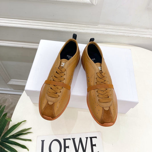 Celine 26s Soft Sneaker Camel Perforated Lambskin Suede 947588