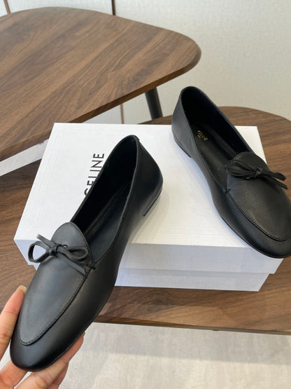 Celine 26 Loafers Black Sheepskin 624695