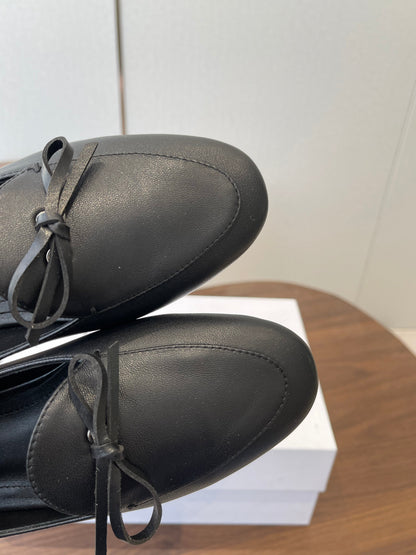 Celine 26 Loafers Black Sheepskin 624695