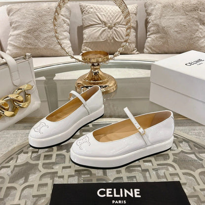 Celine 26 Mary-Jane Ballerina Shoes Patent Calfskin 736544
