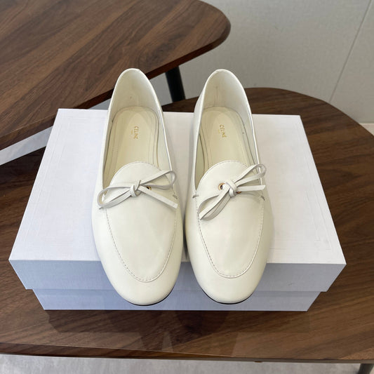 Celine 26 Loafers White Sheepskin 624696