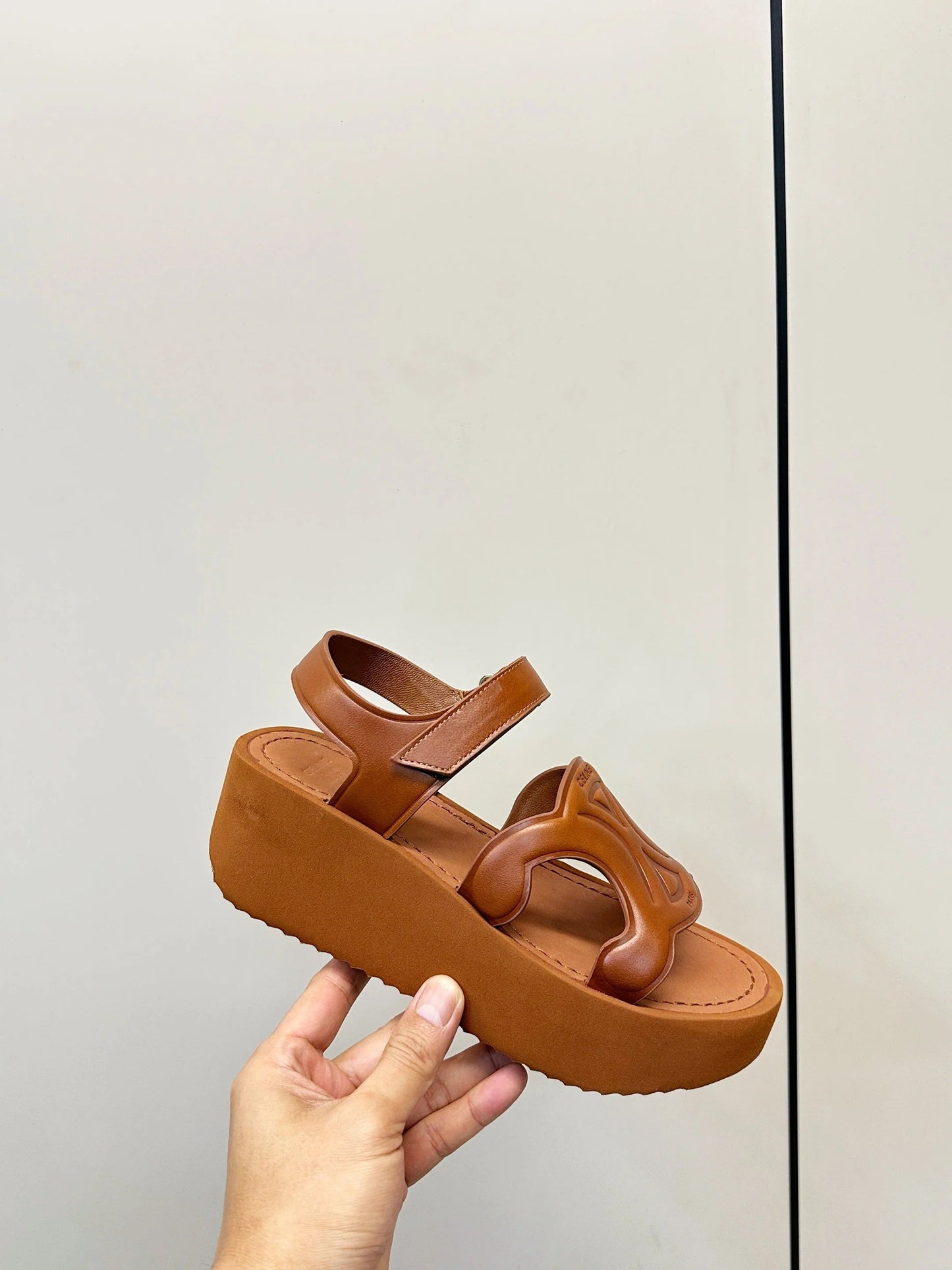 Celine 26 Triomphe Platform Sandals Sheepskin 771077