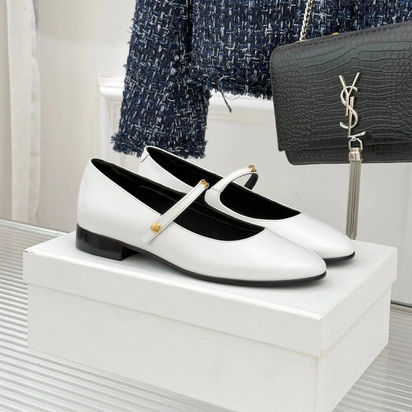 Celine 26 Mary-Jane Ballet Flats Leather 755874