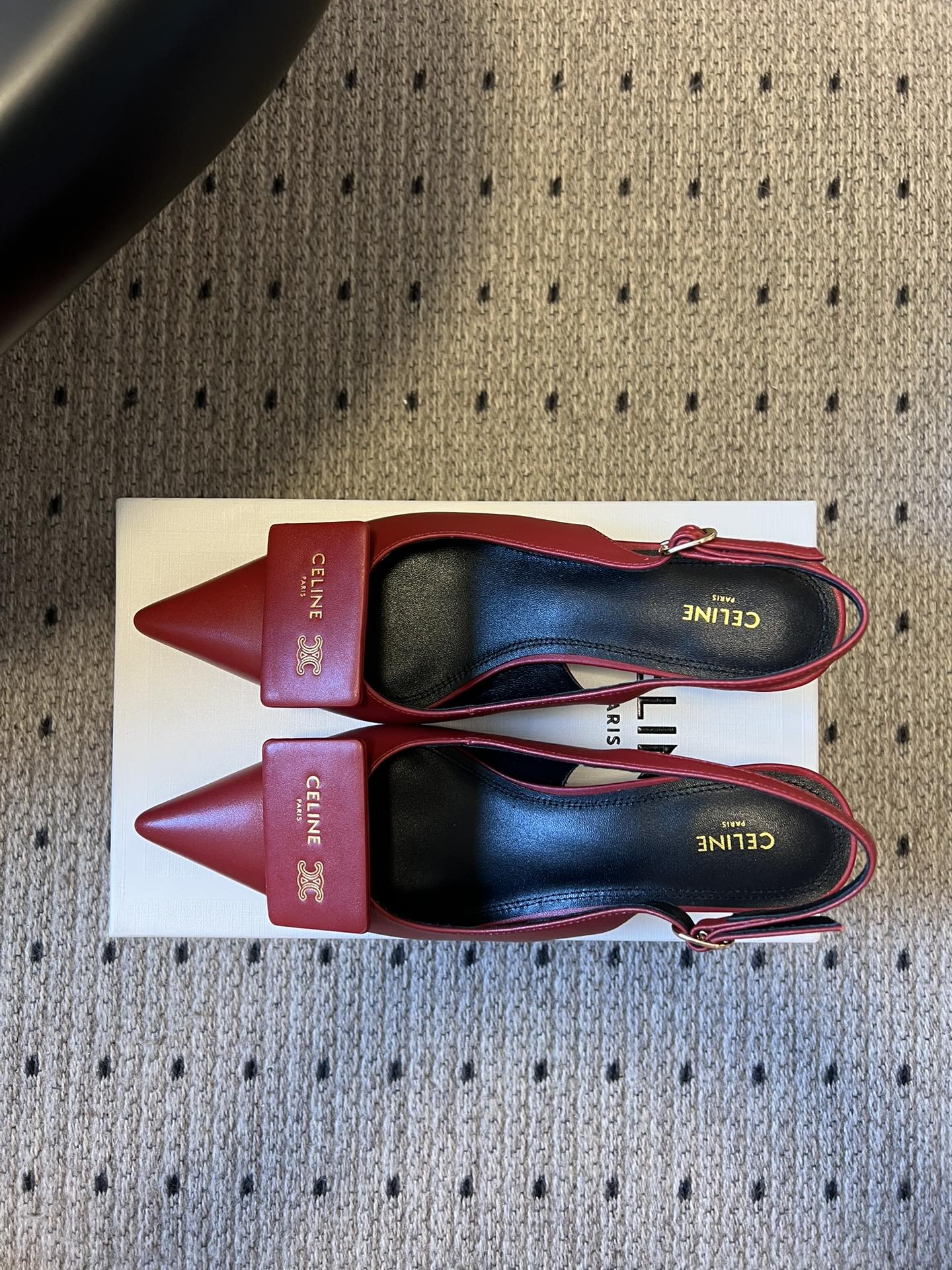 Celine 26 Pointed-Toe Slingback Red Sheepskin 619635