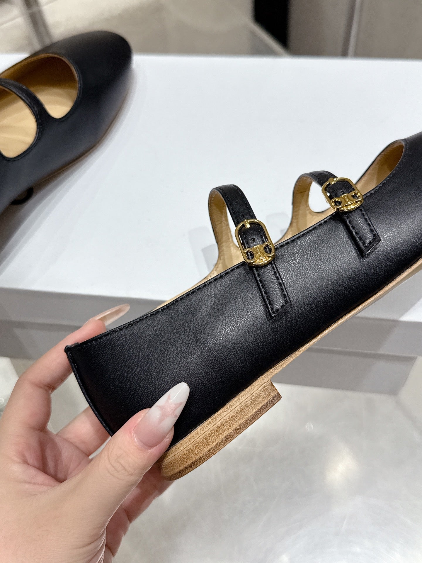 Celine 26 Ballet Flats Black Cowhide 608054