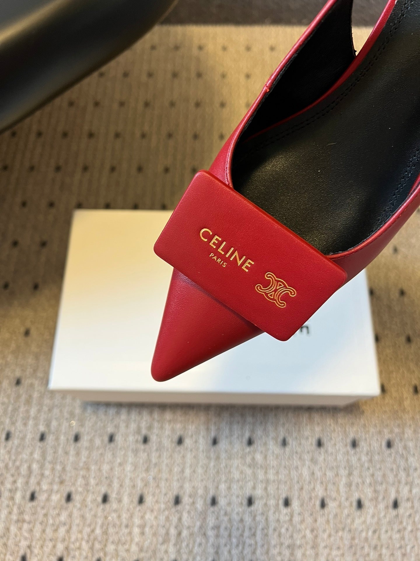 Celine 26 Pointed-Toe Slingback Red Sheepskin 619635