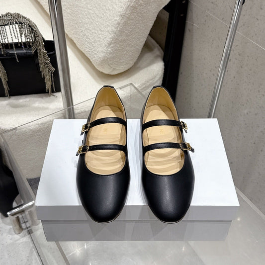 Celine 26 Ballet Flats Black Cowhide 608054