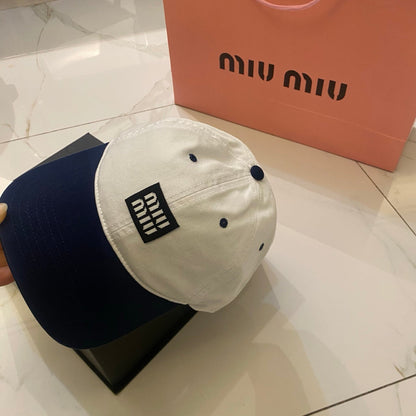 MiuMiu Color-Blocked Logo Baseball Cap